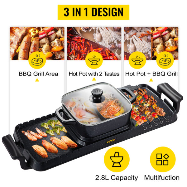 2in1 Electric BBQ Pan Grill Hot Pot